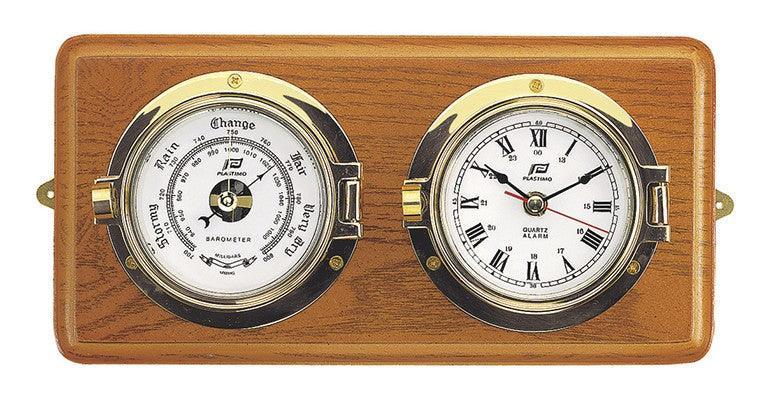 4'' Clock & Barometer Set on Wood Board - 4Boats