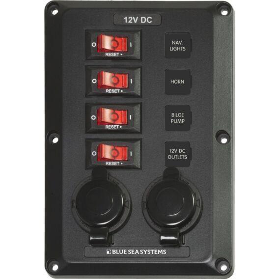 4 Position with 12V Sockets, BelowDeck Circuit Breaker Panel - 4Boats