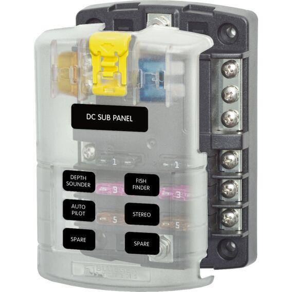 ST Blade Fuse Block - 6 Circuits with Negative Bus and Cover - 4Boats