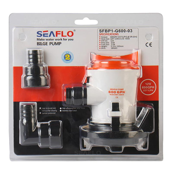 600GPH Seaflo Bilge Pump/Side Mounting Strainer Base 03 Series - 4Boats