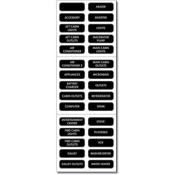 Basic AC Panel Label Set - 30 Labels - 4Boats