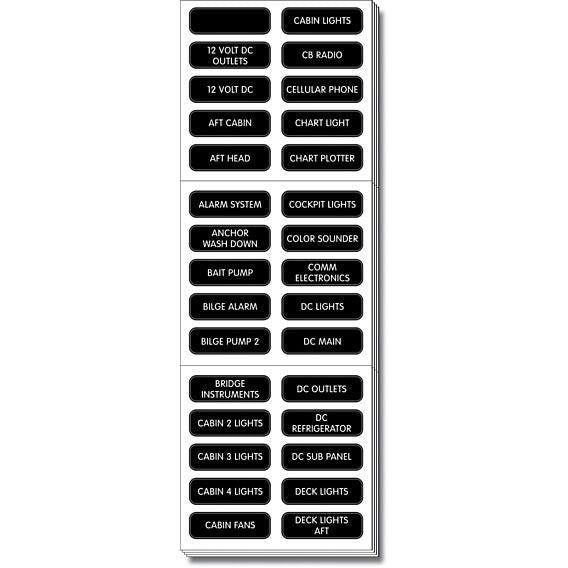 Extended DC Panel Label Set - 120 Labels - 4Boats
