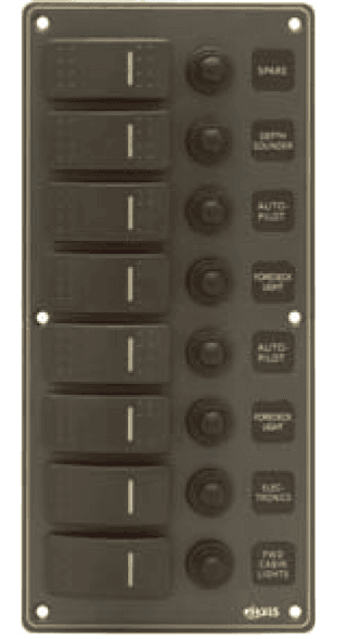 8P Aluminium IP66 Switch Panel with Backlight (Dark grey) - 4Boats