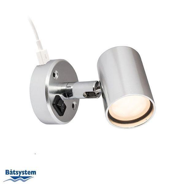 BatSystem Cabin light Tube D1 SMD LED, Aluminum USB socket - 4Boats