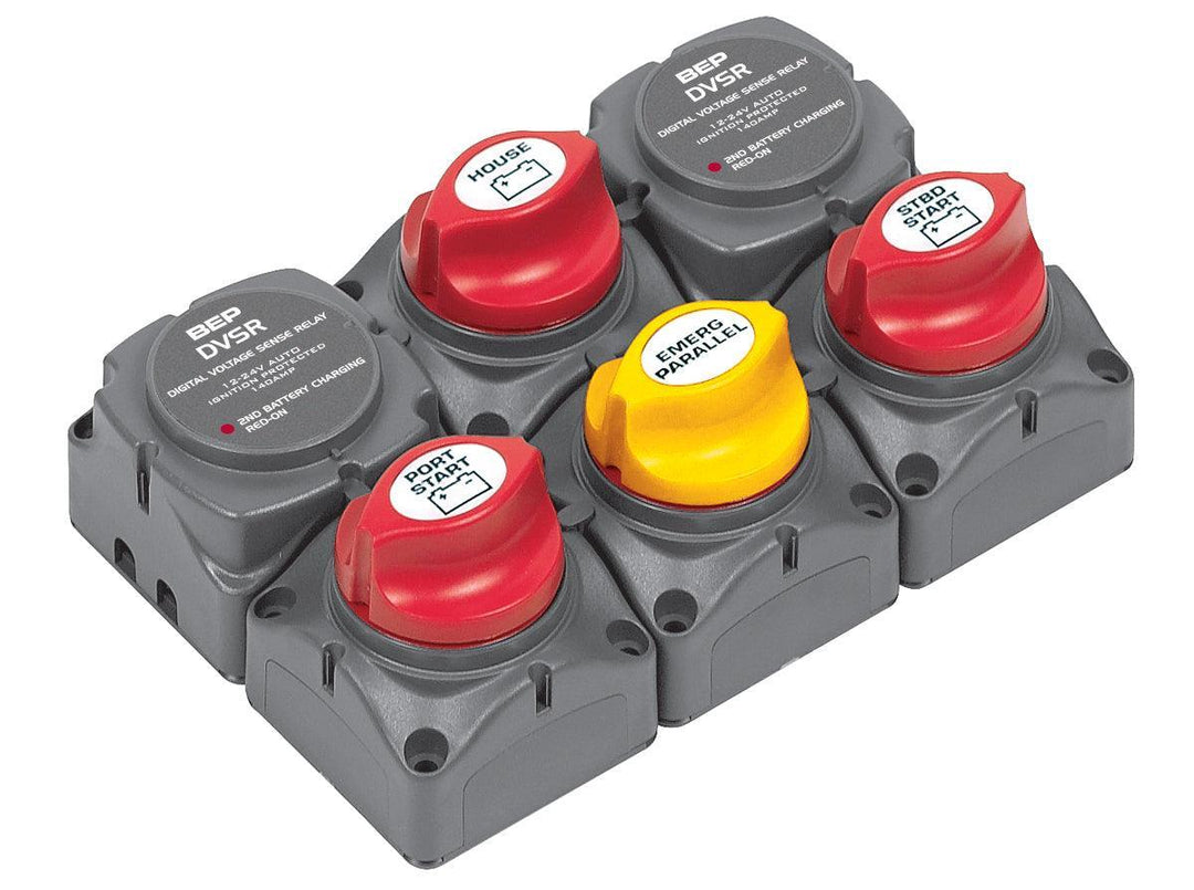 Battery Distribution Cluster for Twin Outboard Engine with Three Battery Banks - 4Boats