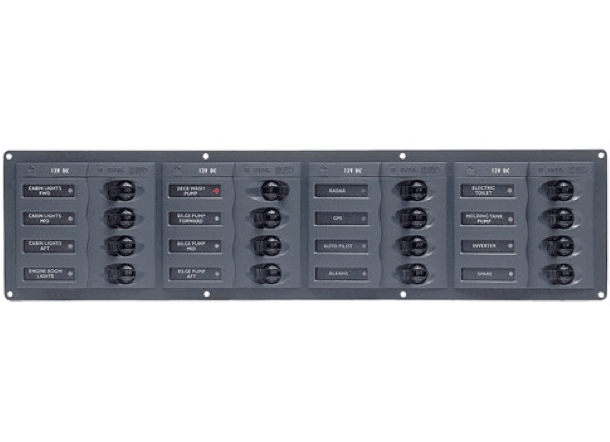 BEP 12V DC Circuit Breaker Panel 16 Way - Horizontal - No Meters - 4Boats