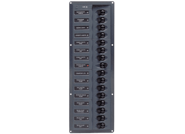 BEP 12V DC Circuit Breaker Panel 16 Way - Vertical - No Meters - 4Boats