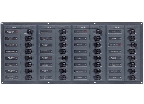 BEP 12V DC Circuit Breaker Panel 32 Way - Horizontal - No Meters - 4Boats