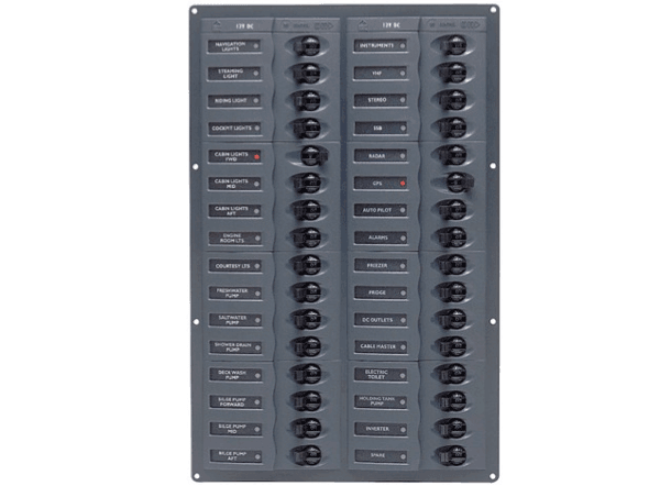 BEP 12V DC Circuit Breaker Panel 32 Way - Vertical - No Meters - 4Boats