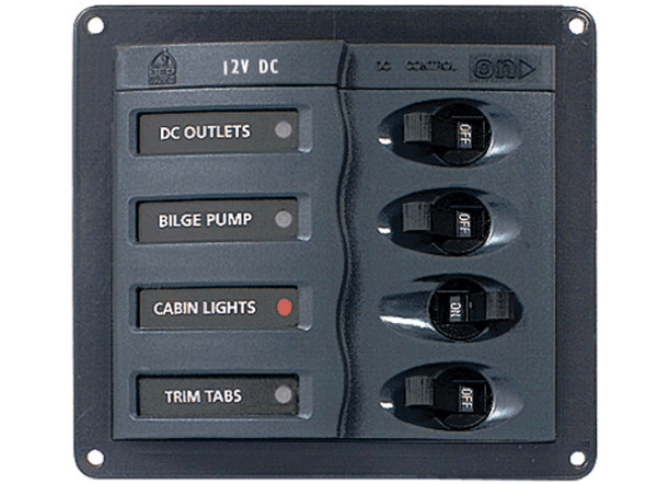 BEP 12V DC Circuit Breaker Panel - 4 Way - No Meters - 4Boats