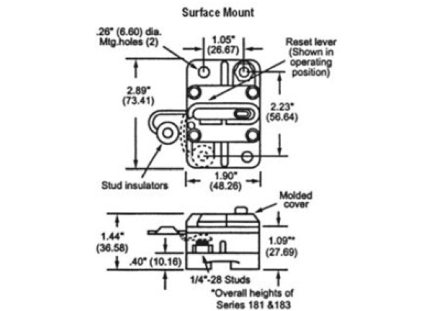 BEP Surface Mount Thermal Single Circuit Breakers - 6 Sizes - 4Boats