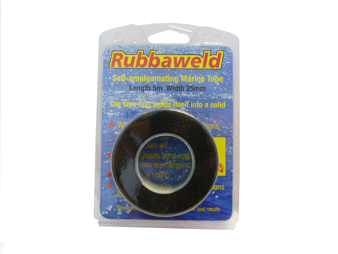 Black 5m X 25mm Rubbaweld Self Amalgamating Marine Tape - 4Boats