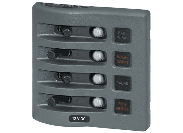 Blue Sea Water Resistant Circuit Breaker Panel - 4 or 6 Gang - 4Boats