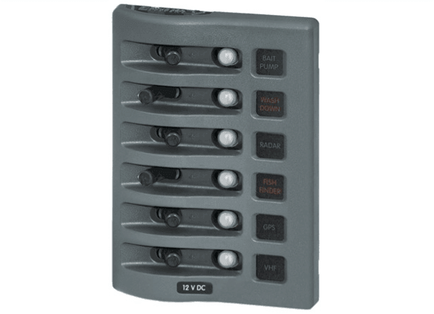 Blue Sea Water Resistant Circuit Breaker Panel - 4 or 6 Gang - 4Boats