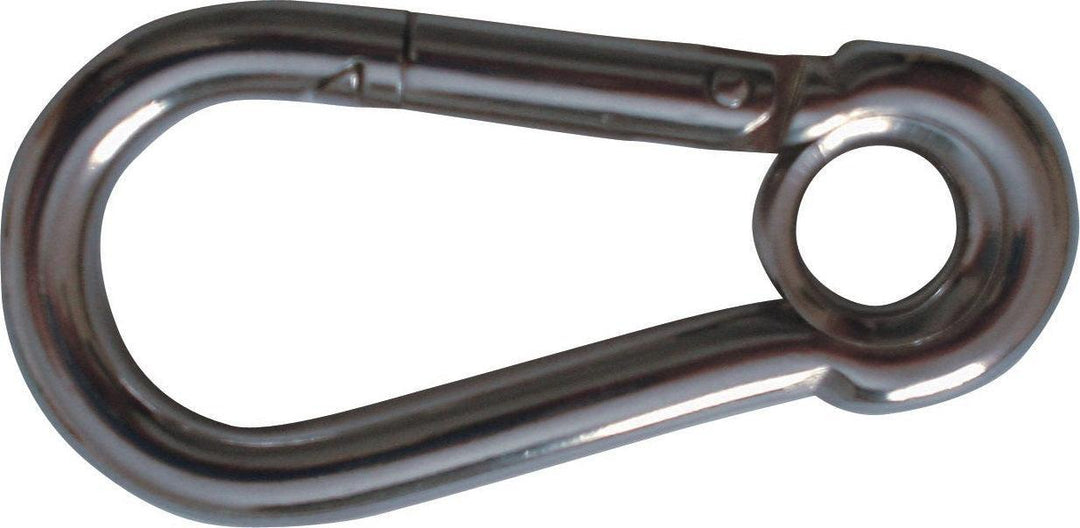Carbine Hook-10 x 100mm-w/eyelet (stainless steel AISI316) - 4Boats