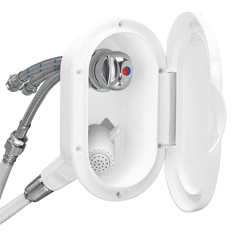 Case w/Wh.Shower, Cold Wat.Tap, 3m Hose, w/Lid, White - 4Boats