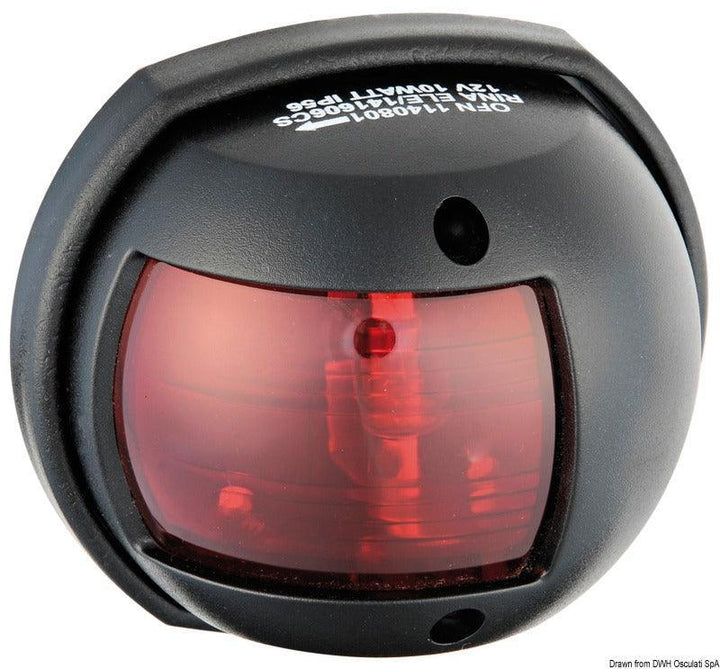 Compact 12 LED Navigation Lights-112,5° left red-Black - 4Boats