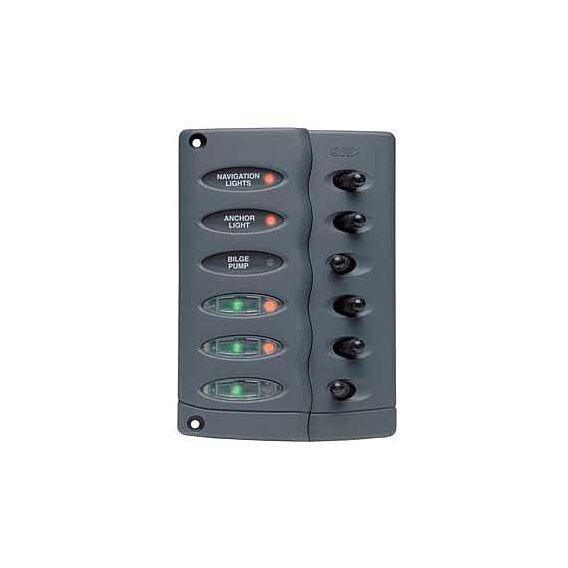 Contour Switch Panel, Waterproof 6 Way with Fuse Holder - 4Boats