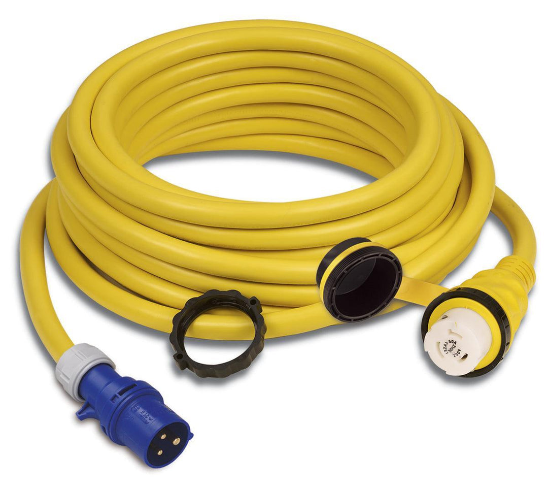 Cordset, 32A 230V, 15M, With European Plug, Yellow - 4Boats