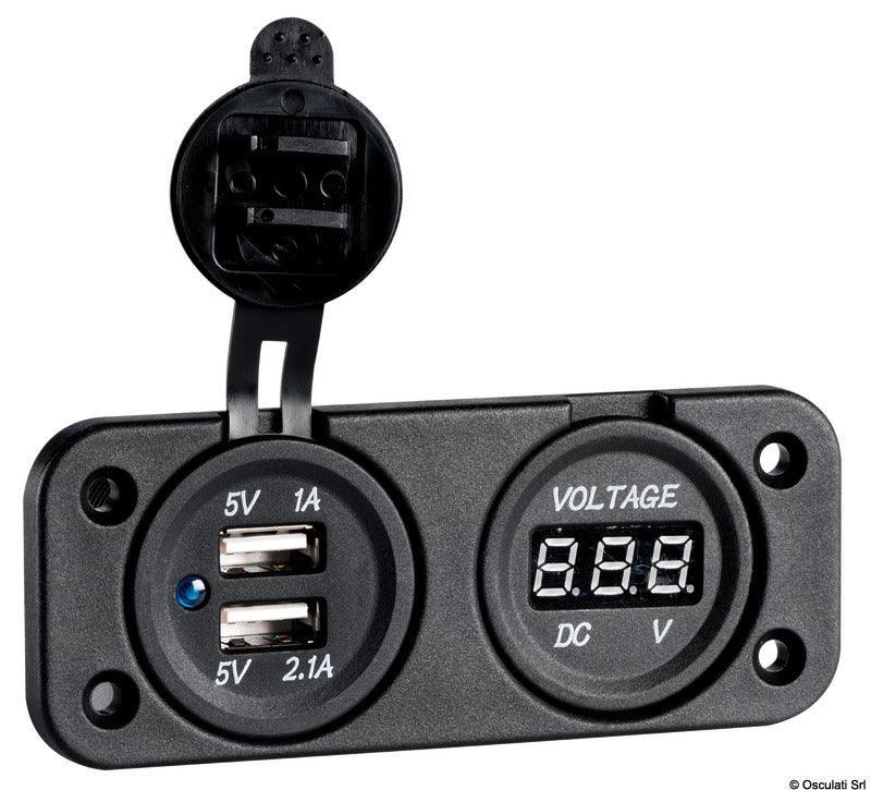 Digital Voltmeter and Dual USB Port 4.8A - 4Boats