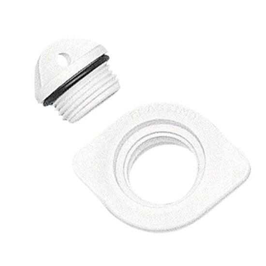 Drain Socket w/Plug, Oval, Plain, 48x36mm, White - 4Boats