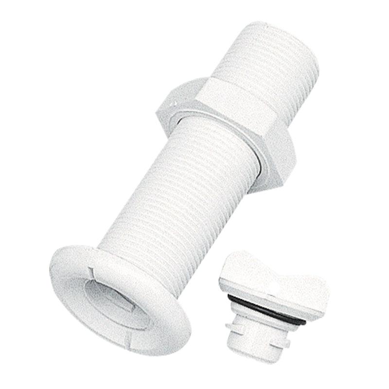 Drain Socket w/Plug, Round, ''Fast Lock'',?43mm, White - 4Boats