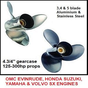E series 4.3/4" gearcase for Evinrude Honda Suzuki Volvo SX Yamaha recon aluminium stainless steel propellers - 4Boats