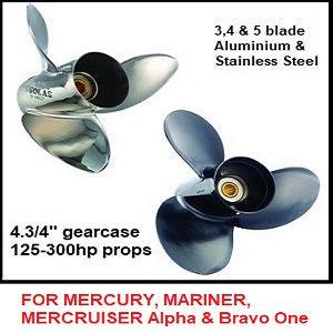 E series 4.3/4" gearcase for Mercury, Mariner, Mercruiser recon aluminium stainless steel propellers - 4Boats