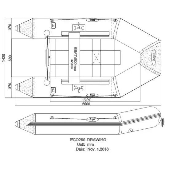 Seago 260 SL Inflatable Dinghy - Slatted + Dinghy Cover