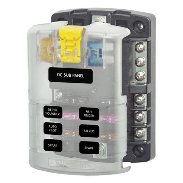 Fuse Block ATO 6 Circuit with Ground, Blue Sea - 4Boats