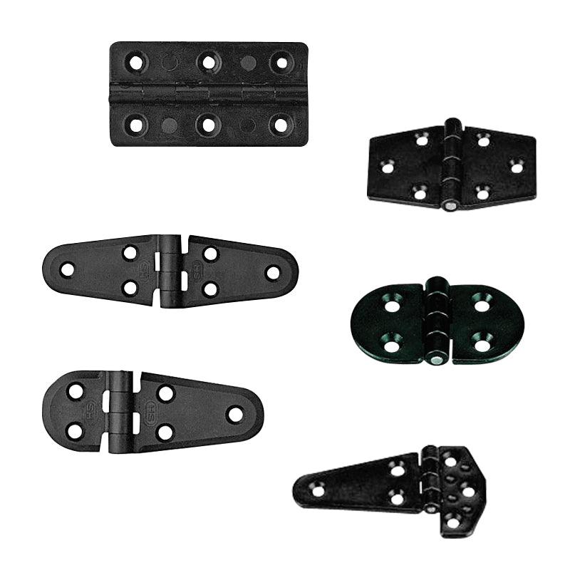 Hinge Polyamide, Hexagonal, 95x60x4.5mm, Black - 4Boats