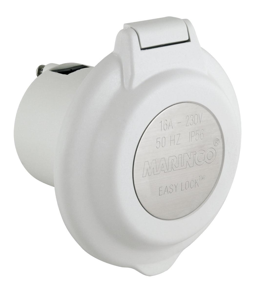 Inlet, 16A 230V, Round, No SS Trim, White - 4Boats