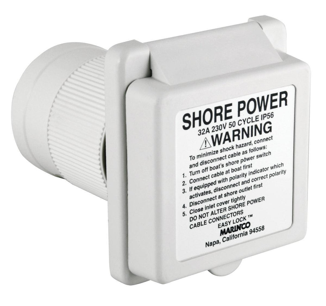 Inlet, 32A 220V, Square, White - 4Boats
