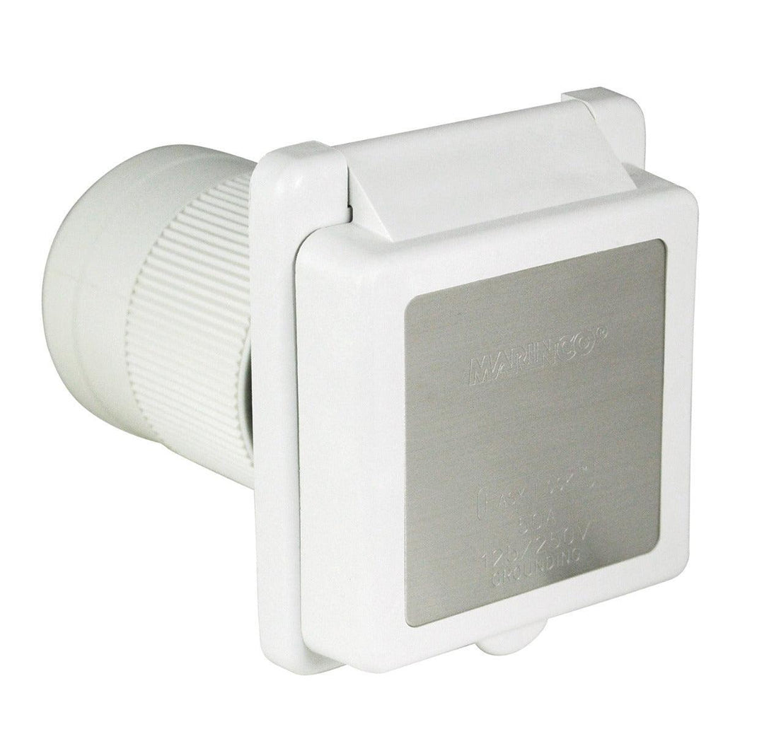 Inlet, 50A 125/250V, Square, White - 4Boats
