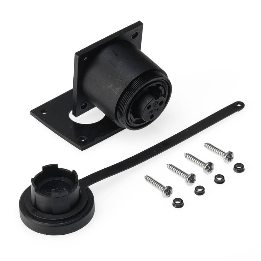IP68 - Specified Pin Variant Bulkhead Socket and Cap Kit. Screw Connection. Supplied with Stainless Steel Fixing Screws.-3-Pin - 4Boats