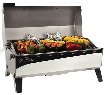 Kuuma Stow 'N' Go 160 Stainless Steel Gas Grill with EU-Style Fitting, Thermometer & Igniter - 4Boats