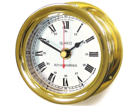 Meridian Zero Capstan Range Clock - Brass - 4Boats