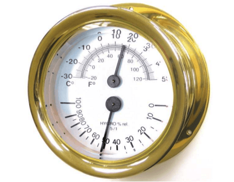 Meridian Zero Comfortmeter, Thermometer, Hygrometer - Brass - 4Boats