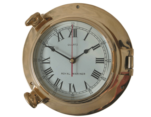 Meridian Zero Large Porthole Clock - Brass - 4Boats