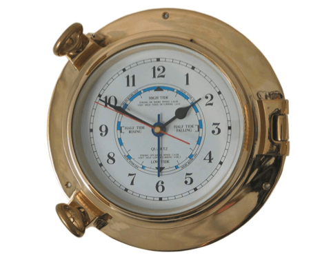 Meridian Zero Large Porthole Tide Clock - Brass - 4Boats