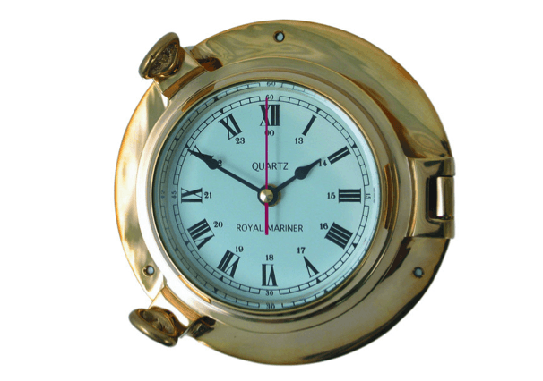 Meridian Zero Porthole Range Medium Brass Clock - 4Boats