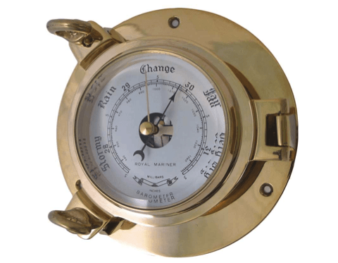 Meridian Zero Small Porthole Barometer - Brass - 4Boats