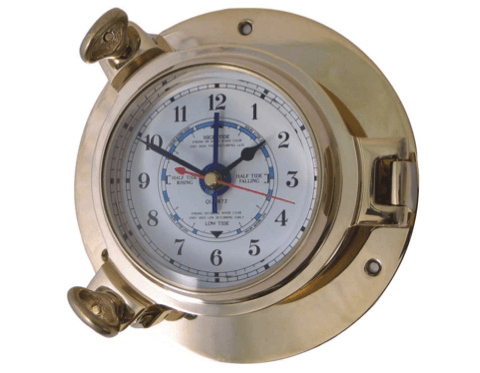 Meridian Zero Small Porthole Tide Clock - Brass - 4Boats