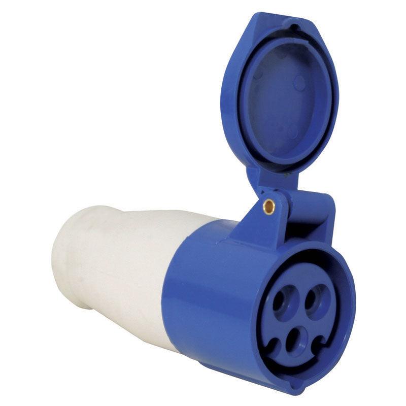 Plug, female, w/ cover, 16A, 220-240V, blue - 4Boats