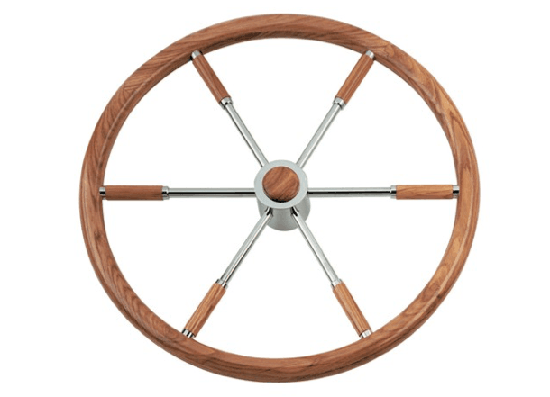 Stainless Steel Steering Wheel with Wood Rim - 3 Sizes - 4Boats