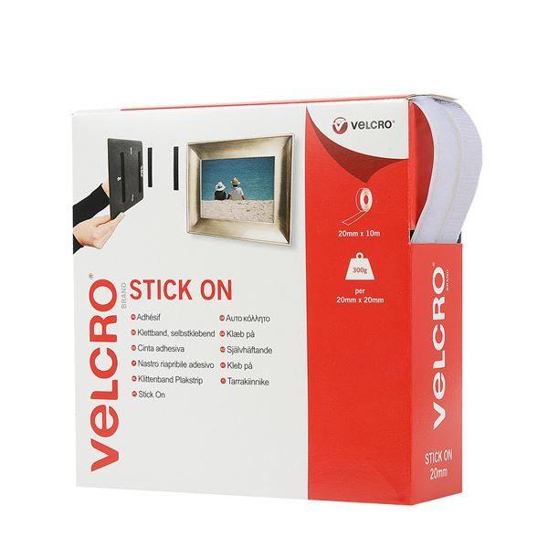 Stick on Velcro White 20mm x 10m -60219- dispenser box - 4Boats