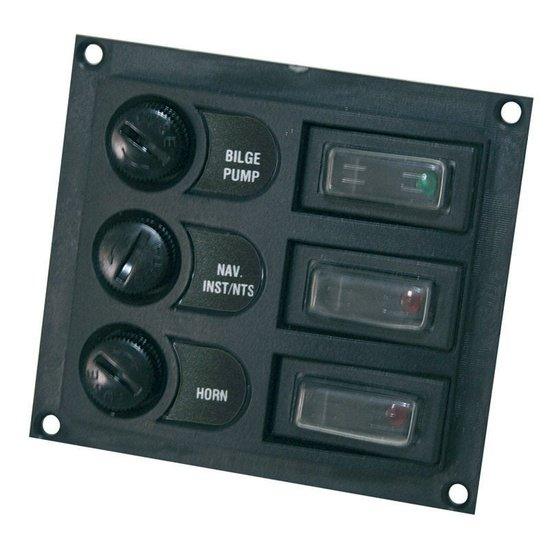 Switch Panel Base, w/ switch & fuse, black - 4Boats