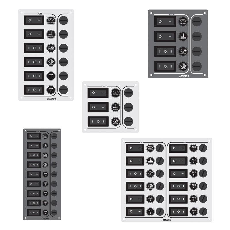 Switch panel ''Sp9 Ultra'', 9 waterproof switches, Inox 316, 12/24V - 4Boats