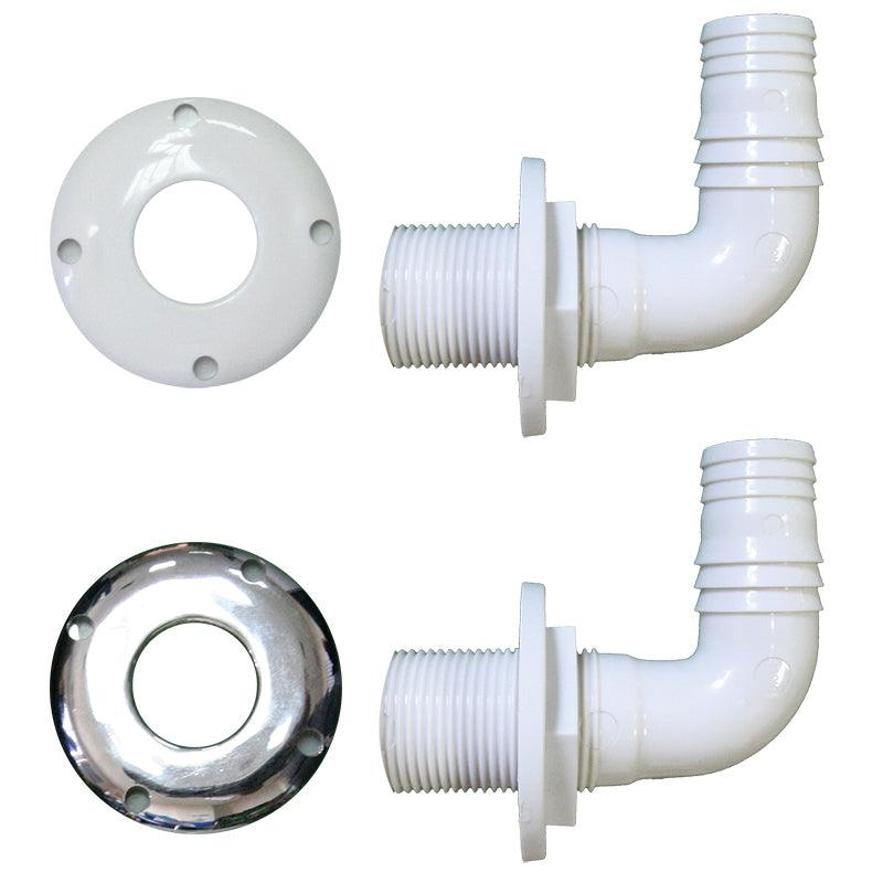 Thru-Hull Elbow 90§, Hose ?25mm, Scr.Flange, Chromed - 4Boats