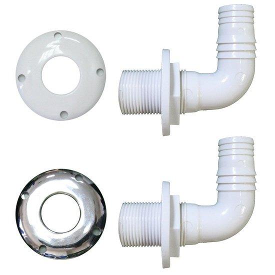 Thru-Hull Elbow 90§, Hose ?25mm, Scr.Flange, White - 4Boats